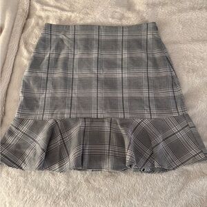 Ann Taylor LOFT - Plaid Ruffle Hem Mini Skirt - Gray